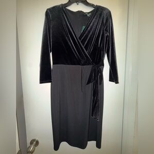 Polo Ralph Lauren Black Velvet Long Sleeve Dress